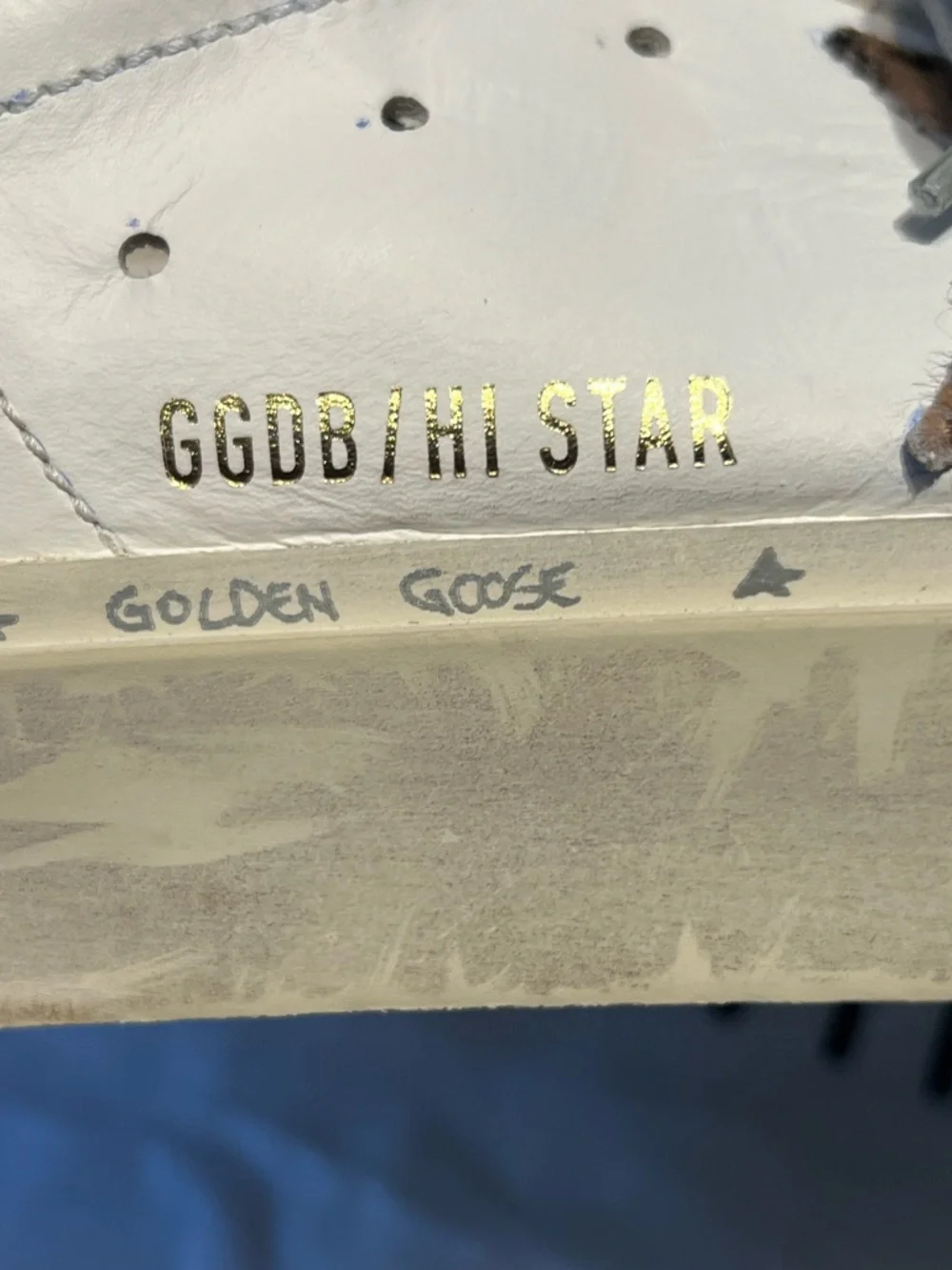 Golden Goose hi star White Leather Sneakers with Leopard Star Accent - Picture 6 of 12